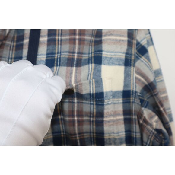 L.L. Bean Slightly Fitted Hooded Plaid Flannel Shirt M-Reg Button-Front Western - Picture 13 of 16